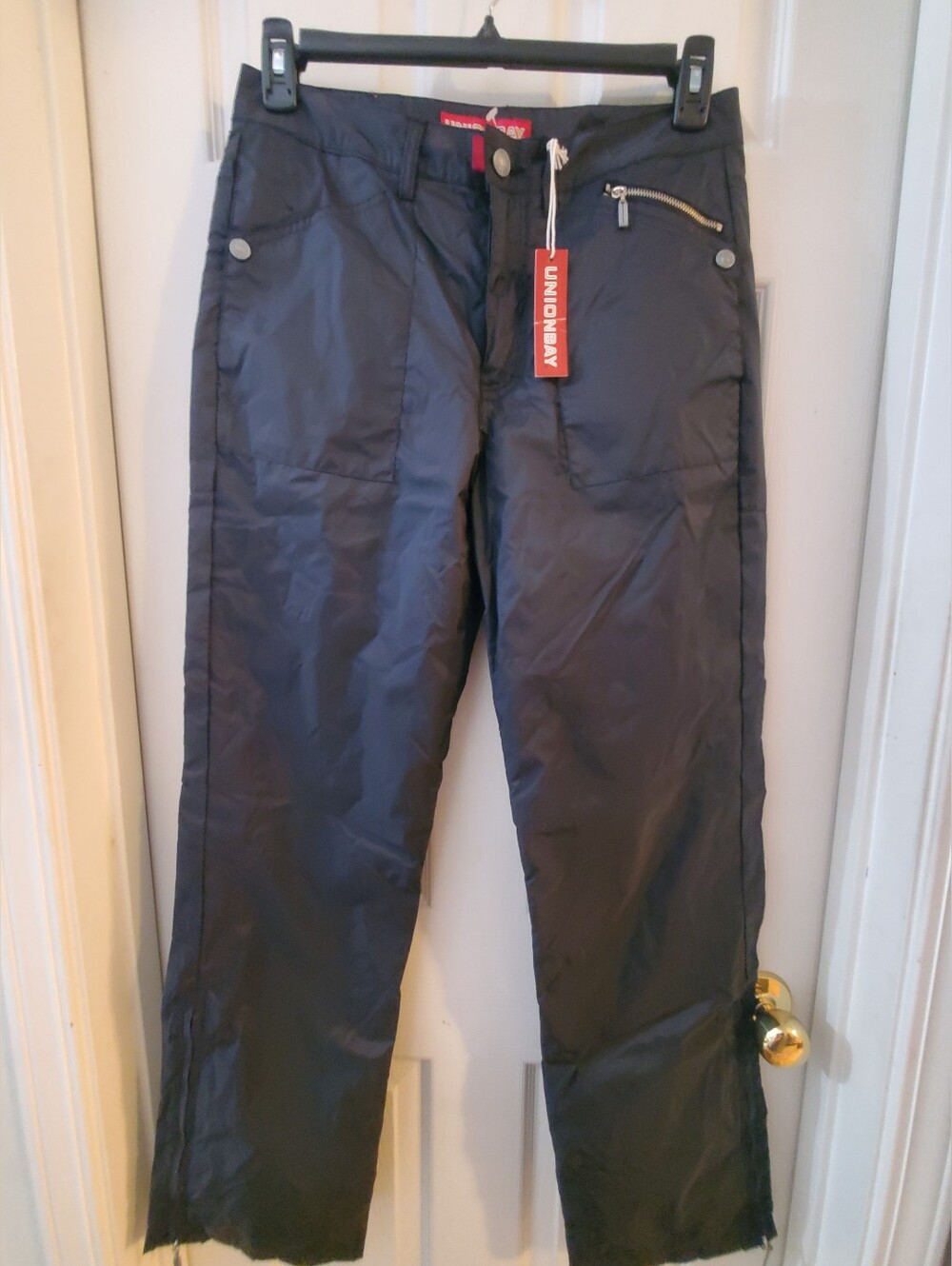 NWT Vintage Union Bay Y2K Womens Size 9 Black Fleece Lined Nylon Tech Pants